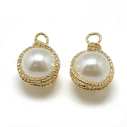 Abs de plástico imitación perla encantos KK-T032-091G-1