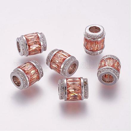Perles européennes en laiton avec zircone cubique de micro pave ZIRC-G091-28P-01-1