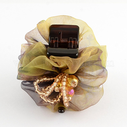 Pinzas para el cabello de tela de flores de garra de plástico PHAR-S296-04-1