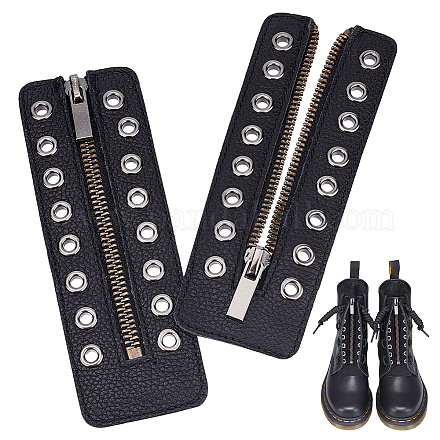 PH PandaHall Leather Lace-in Boot Zipper Inserts FIND-PH0006-71-1