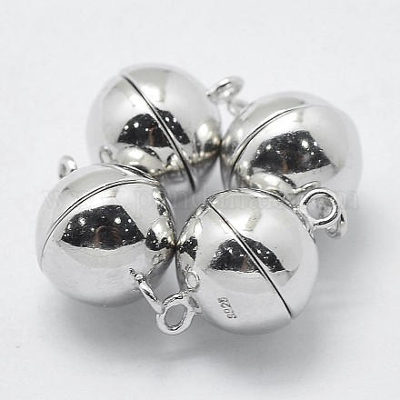 Магнитные застежки из стерлингового серебра с родиевым покрытием STER-F037-098P-8mm-1