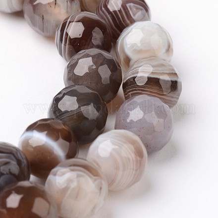 Faceted Natural Botswana Agate Round Bead Strands G-F261-02-8mm-1