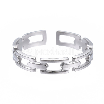304 anillo de puño abierto rectangular de acero inoxidable RJEW-T023-70P-1