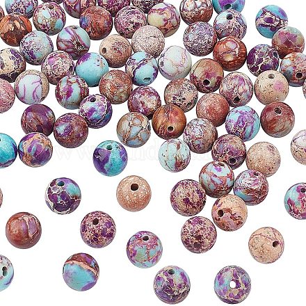 CHGCRAFT 48pcs/Strand 8mm Natural Colorful Imperial Jasper Beads for Jewelry Making Natural Snake Skin Jasper Stone for Bracelets G-CA0001-30A-1
