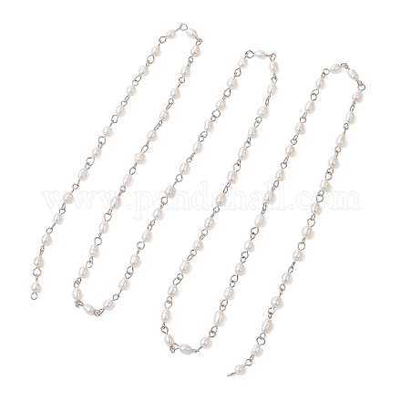 Цепочки ручной работы из натурального культивированного пресноводного жемчуга&nbsp;AJEW-JB01586-02-1