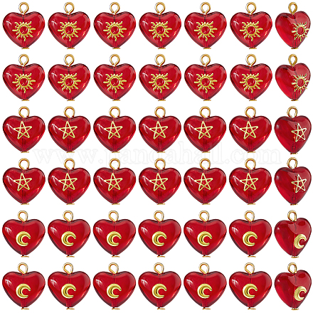 45 шт. 3 стиля подвески в форме сердца из латуни и стекла PALLOY-DC00038-1