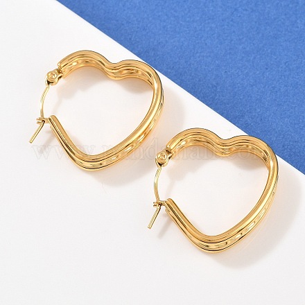 Серьги-кольца в форме сердца из нержавеющей стали 304 EJEW-I320-27G-03-1
