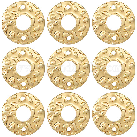 Beebeecraft 1 Box 30Pcs Flat Round Links Charms 18K Gold Plated Bumpy Disc Circle Frames Connectors Linking Rings Charms for Jewelry Making Necklace Bracelet DIY Crafts KK-BBC0007-38-1