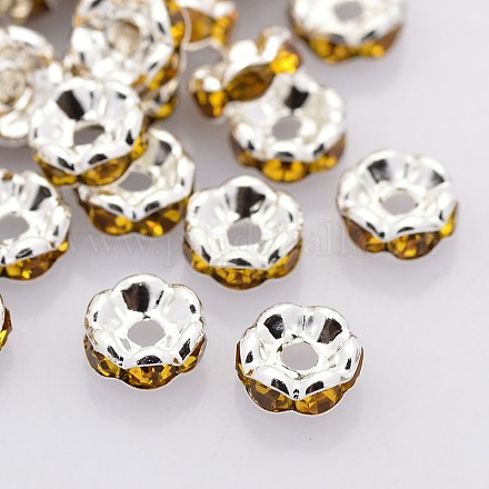 Abalorios de latón Diamante de imitación espaciador RB-A014-L6mm-17S-NF-1