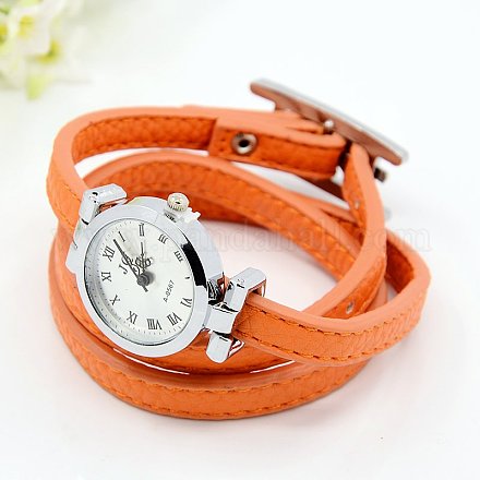 Fashionable PU Leather Wrap Watch Bracelets WACH-J007-07-1