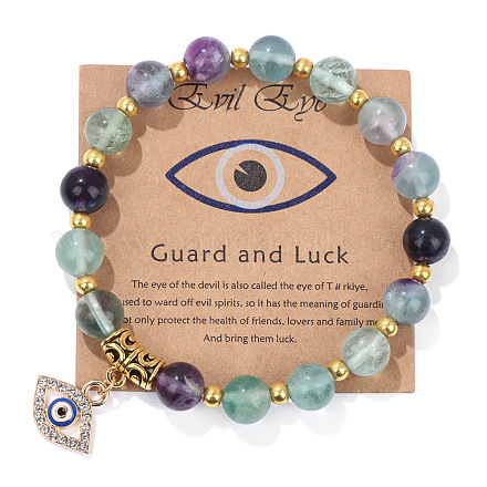 Bracelet perlé en pierre naturelle avec pendentif vintage mauvais œil - bijoux polyvalents faits à la main ST0462485-1