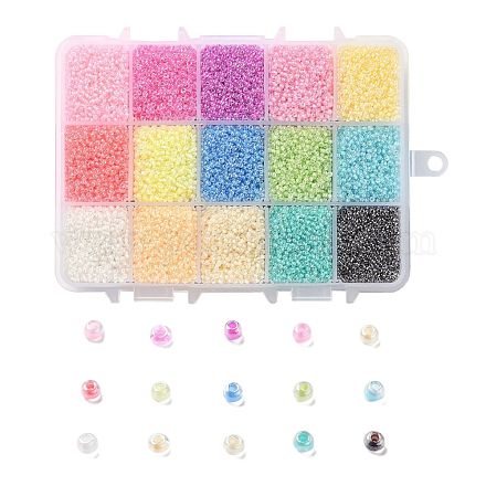 375G 15 Colors 12/0 Grade A Round Glass Seed Beads SEED-JP0011-07-2mm-1