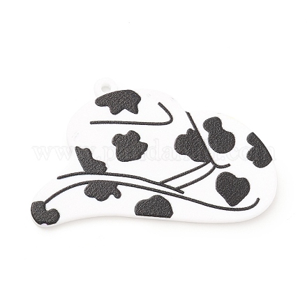 ウエスタンカウボーイスタイルのプリントアクリルパーツ  牛柄チャーム付きカウボーイハット  帽子  28x46x1.5mm  穴：1.6mm OACR-D011-03A-01-1