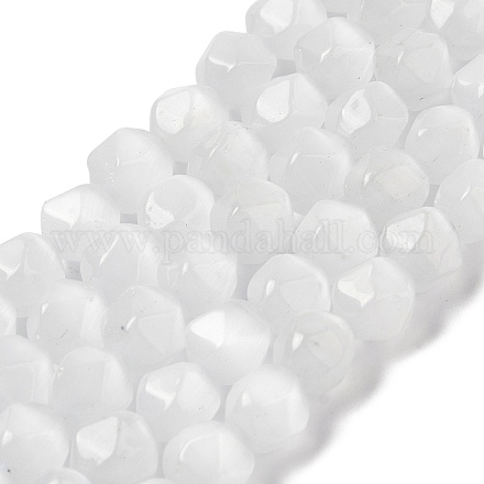 Нити белых бусин «кошачий глаз» G-Q169-E10-01-1
