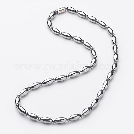 Magnétiques colliers de perles d'hématite synthétique NJEW-F126-02-1