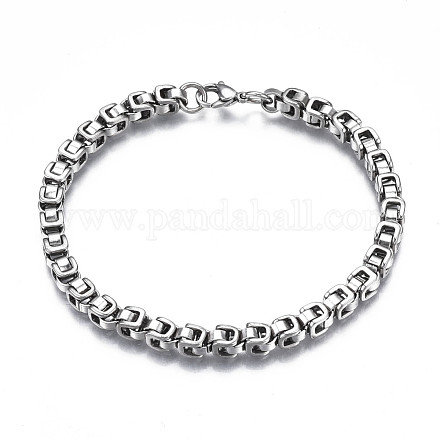 201 bracelet chaîne byzantine en acier inoxydable pour homme femme BJEW-S057-84-1