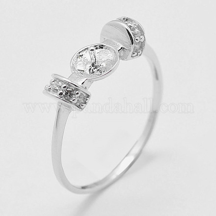 Componentes de anillo de dedo de circonio cúbico de plata esterlina 925 STER-A070-019-1