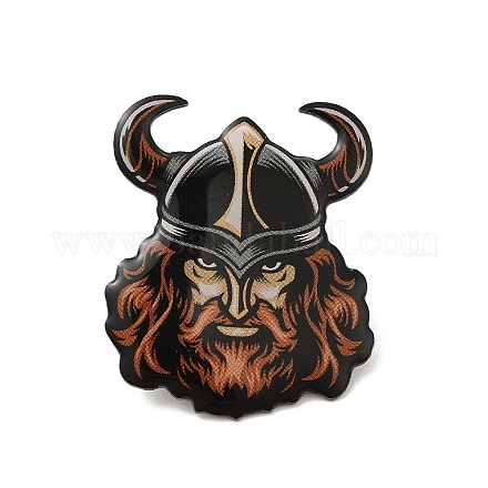 Ox Horn Man Alloy Brooch for Backpack Clothes JEWB-G020-04P-1