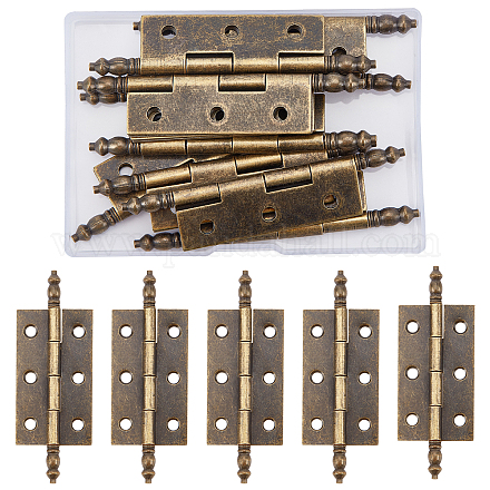 Superfindings 10pcs bisagra de hierro 42x82x0.5mm cajón bisagras a tope conectores accesorios de caja de joyería caja de joyería de madera de bronce antiguo para muebles joyero IFIN-FH0001-29AB-1