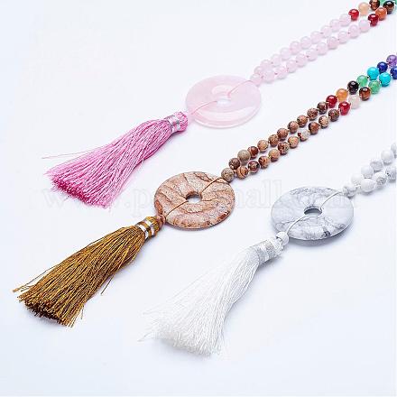 Natural Mixed Stone Beaded Necklaces NJEW-P159-M-1