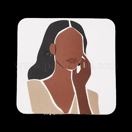 Quadratische Ohrring-Grafikkarte aus Papier mit Mädchendruck CDIS-M007-01D-1