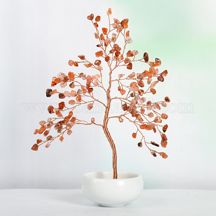 Undyed Natural Carnelian Chips Tree of Life Display Decorations TREE-PW0001-23D-1