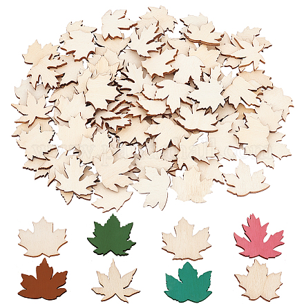 Olycraft 99 pz ritagli di foglie di acero in legno fette di legno vuote non finite foglie di acero pezzi di legno ritagli di legno ornamenti per la lavorazione fai da te etichette regalo decorazioni per feste autunnali DIY-WH0034-99-1