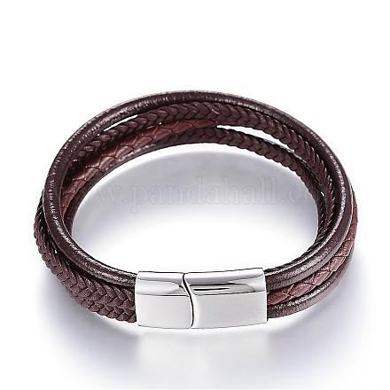 Leather Cord Multi-strand Bracelets BJEW-K141-29B-1