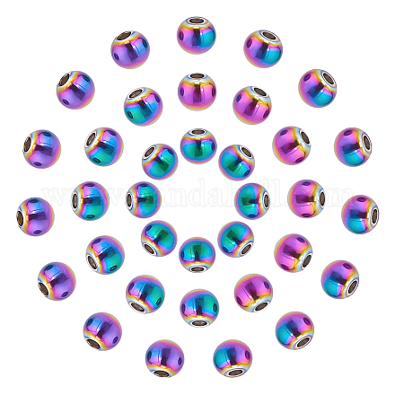 DICOSMETIC 100Pcs Rainbow Color Spacer Beads Stainless Steel Spacer Loose Beads Large Hole Rondelle Bead Spacers for Jewelry Making and Craftings STAS-DC0007-52-1