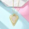 Brass Micro Pave Clear Cubic Zirconia Heart Pendant Necklaces for Women, Real 18K Gold Plated, 17.52 inch(44.5cm)