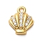 925 Sterling Silver Micro Pave Clear Cubic Zirconia Shell Shaped Charms, with 925 Stamp, Golden, 8.5x6.5x2.5mm, Hole: 1mm