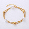 Stainless Steel Multi-layered Bracelets, Link Bracelets for Women, with Plastic Pearl, Real 18K Gold Plated