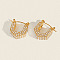 304 Stainless Steel U-Shaped Hoop Earrings, with Rhinestone, Real 18K Gold Plated, 18x15.9mm