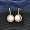 Round Brass Micro Pave Clear Cubic Zirconia Dangle Stud Earrings, with Plastic Imitation Pearl, Rack Plating, Cadmium Free & Lead Free, Golden, 23x12mm