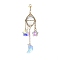 Stainless Steel Cable Chains Pouch Teardrop Pendant Decorations, Hanging Suncatchers, with Glass Moon/Star Charm, Golden, 102.5mm
