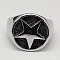 Tarnish Resistant Unique Men's Wide 304 Stainless Steel Rings, Five-Pointed Star, Stainless Steel Color, 20mm