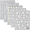 5Pcs 5 Styles Flower Pattern Self Adhesive PET Nail Art Stickers Decals, For Nail Tips Decorations, Mixed Color, 9.2~10.4x7.2~8x0.02~0.03cm, Sticker: 2.5~17.5x3~31mm, 1pc/style