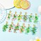 Transparent Glass Flower Pendant Decorations, with Zinc Alloy Lobster Claw Clasps, Mixed Color, 27mm, 12pcs/set