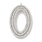 Rack Plating Brass Micro Pave Cubic Zirconia Pendants, Long-Lasting Plated, Lead Free & Cadmium Free, Oval Charms, Platinum, 34.5x20x3mm, Hole: 1.5mm