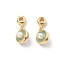Brass Enamel Charms, with ABS Imtation Pearl, Flat Round Charm, Real 18K Gold Plated, 7x6x6mm, Hole: 1.8mm