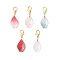 Glass Pomegranate Petals Pendant Decorations, Alloy Lobster Claw Clasps Charms for Bag Ornaments, Mixed Color, 32~33mm