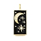 Brass Micro Pave Cubic Zirconia Pendants, with Enamel, Rectangle with Star Moon Charms, Lead Free & Cadmium Free, Rack Plating, Long-Lasting Plated, Real 18K Gold Plated, 29x12x5mm, Hole: 4x2.5mm