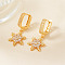 Elegant Brass Clear Cubic Zirconia Snowflake Hoop Earrings, Golden, 34x16mm