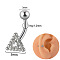 G23 Titanium Pave Clear Cubic Zirconia Curved Barbell Cartilage Earrings, Platinum, Triangle, Bar Length: 8mm, Pin: 1.2mm