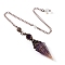 Natural Amethyst & Resin Hexagonal Pointed Dowsing Pendulums, Cone, Red Copper, 250mm
