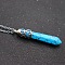 Synthetic Turquoise Faceted Bullet Point Pendant Necklaces, Bullet Head, Alloy Cable Chain Necklaces, Platinum, 15.75 inch(40cm)