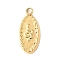 304 Stainless Steel Charms, Ion Plating(IP), Oval with Snake Charms, Real 14K Gold Plated, 14.5x6.5x1.5mm, Hole: 1.4mm