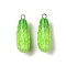 Resin Pendants, Cucumber Pendants, with Platinum Tone Loop, Lime Green, 28.5x10x11mm, Hole: 2mm