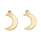 304 Stainless Steel Charms, Moon Charm, Real 14K Gold Plated, 8.5x5.5x1mm, Hole: 1mm