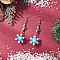 Glass Seed Beads Dnagle Earrings, Snowflake, Golden, Deep Sky Blue, 55x16mm